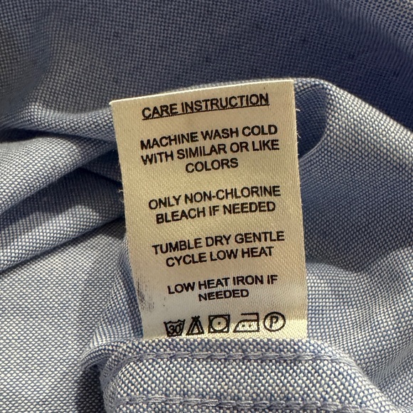 Denim & Flower Long Sleeve Button Up Blue White Polka Dot Medium Untucked Shirt - Picture 11 of 12